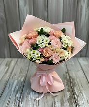 Букет цветов из:  Гвоздики, Розы и Хризантемы в Акъяр