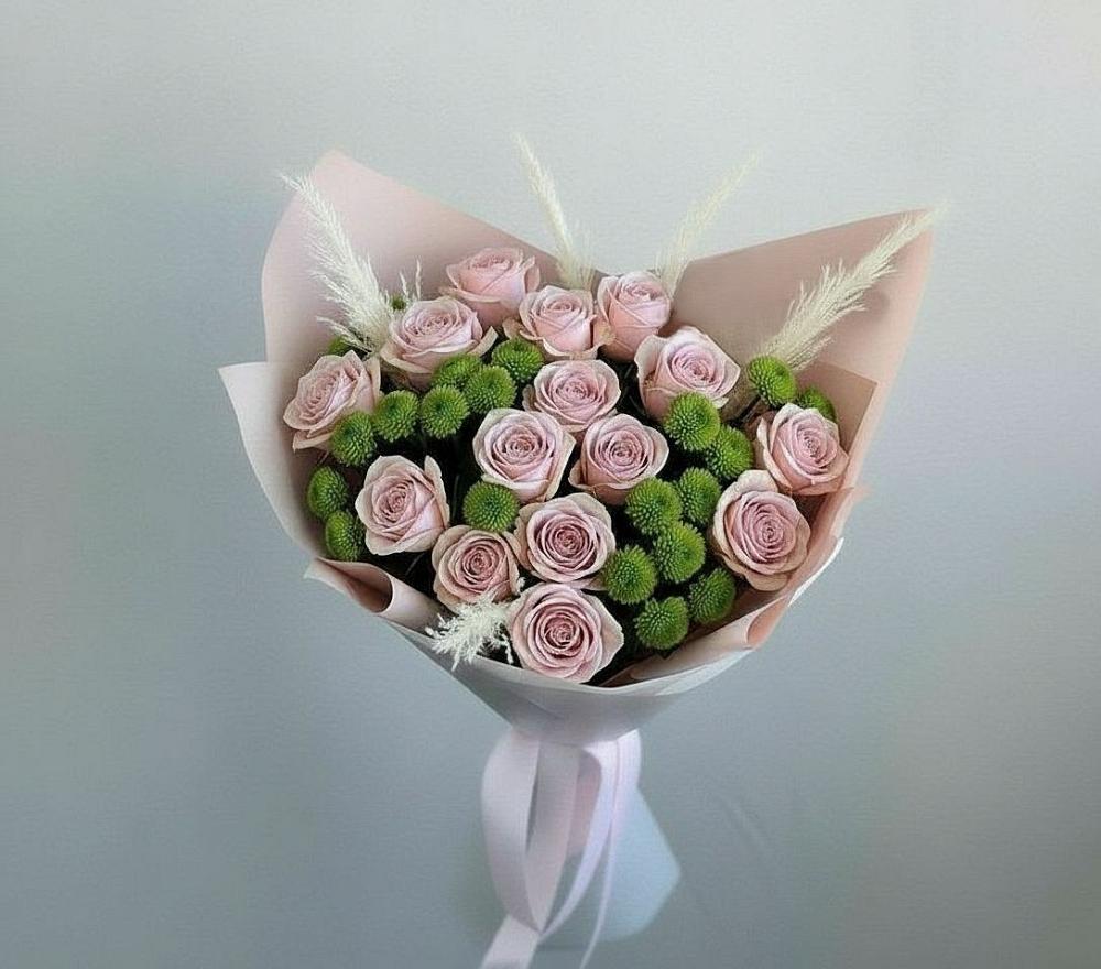 Букет цветов из: Розы и Хризантемы в Акъяр