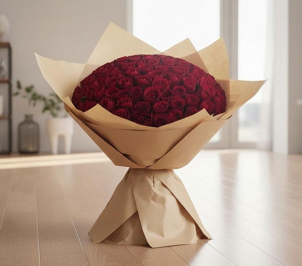Букет 101 Красная роза в Акъяр