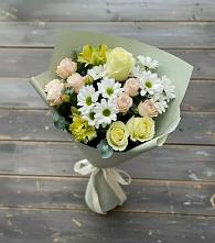 Букет цветов из:  Альстромерии, Розы и Хризантемы в Акъяр