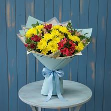 Букет цветов из:  Альстромерии и Хризантемы в Акъяр