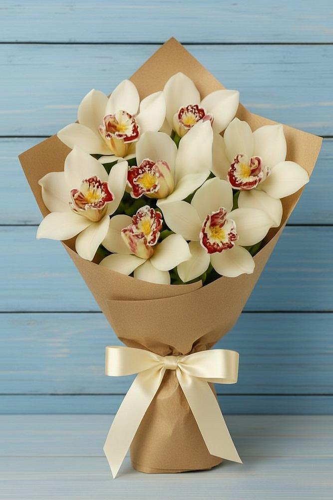 Букет цветов из: Орхидеи и Розы в Акъяр